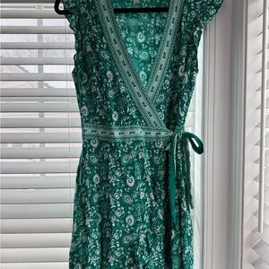 LOFT Green Floral Mini Dress